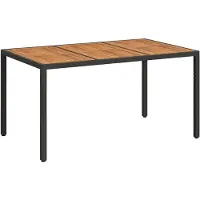 vidaXL Table de jardin noire 150 x 90 x 75 cm en rotin synthétique