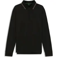 BOSS pour homme. 50570010 Polo plissé noir à manches longues (XXL), Casuel, Coton, Manche longue
