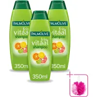Palmolive 3 bouteilles de shampooing Fris Vitaal, parfum agrumes, 350 ml, lot économique (3 pièces)