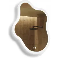 Artforma Miroir de salle de bain 74x94cm - Irrégulier avec éclairage LED - LED Dual et capteur tactile et tapis chauffant