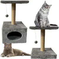 Leantoys Griffoir suspendu pour chat, avec couchage, dimensions : 31 cm x 31 cm x 56 cm