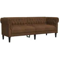 vidaXL Canapé Chesterfield avec coussin Marron 201.5 x 74.5 x 74.5 cm