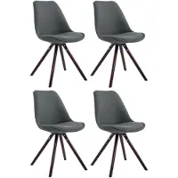 CLP lot de 4 chaises visiteurs Toulouse Tissu Rond