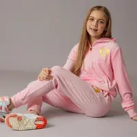 Juicy Couture Survêtement en velours avec logo cœur filles - Almond Blossom