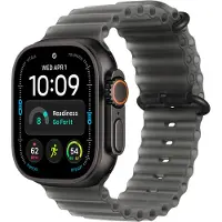 Apple Watch Ultra 4 GPs + Cellulaire 49mm Boîtier En Titane Noir - Bracelet Océan Translucide