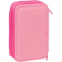Safta Trousse à crayons triple Rose 12,5 x 19,5 x 5,5 cm 37 pièces