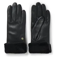 BOSS Gants en cuir avec poignets à revers en fourrure synthétique