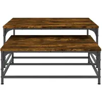 vidaXL Tables d'ensemble 2 pcs. Chêne fumé Matériau dérivé du bois