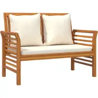 vidaXL Banc de canapé avec coussins blancs crème Bois massif acacia
