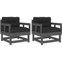 vidaXL Chaises de jardin avec coussins 2 pcs. Gris Pin massif