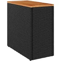 vidaXL Table d'appoint de jardin avec plateau en bois noir 58x27,5x55cm rotin