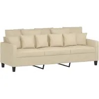 vidaXL Canapé à 3 places Crème 180 cm Tissu