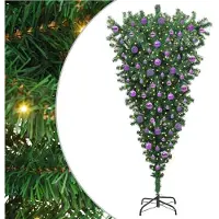 vidaXL Arbre de Noël artificiel renversé avec jeu de boules Vert 180 cm PVC