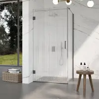 FortiFura Galeria Cabine de douche - 80x120x200cm - scharnières - barre de renfort - poignée plat - verre nervuré - Gunmetal brossé PVD SW1208820/SW1122563/SW797907/SW797953