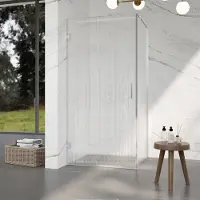 FortiFura Galeria Cabine de douche – 100x120x200 cm – charnières, poignée et barre de stabilisation – verre de sécurité 8 mm clair strié – finition chrome SW1208822/SW1122560/SW797904/SW797953