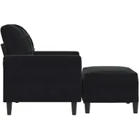 vidaXL Fauteuil avec pouf noir 60 cm velours