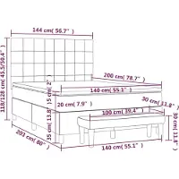 vidaXL Lit boxspring avec matelas noir 140x200 cm velours