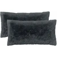 vidaXL Housse De Coussin 2 Pcs Heerlen Anthracite 40 X 80 Cm Fleece Pv