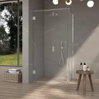 FortiFura Galeria Cabine de douche - 80x120x200cm - charnières - poignée de porte - barre de stabilisation - plat - verre de sécurité clair - Chrome SW1122547/SW1122560/SW797904/SW797917