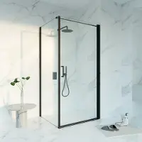 FortiFura Galeria Cabine de douche - 100x80x200 - Profil - verre de sécurité - anticalcaire - noir mat SW1122491 SW797914 SW797905