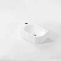 Qeramiq Blend Fontaine - 40x22x12cm - rainuré - demi-rond - trou de robinet à gauche - céramique - blanc mat SW1522209