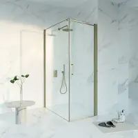 FortiFura Galeria Cabine de douche - 70x120x200 - Profil en verre de sécurité - anti-calcaire - Laiton brossé PVD (Or) SW1122476/SW797917/SW797910