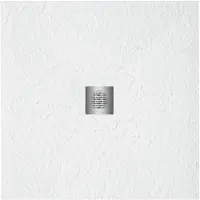 ZEZA Grade receveur de douche - 80x80cm - antidérapant - antibactérien - marbre minéral - carré - blanc mat 400000000000020006
