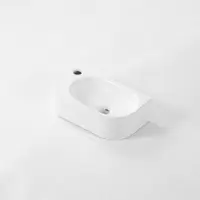 Qeramiq Pure Lave-mains - 40x22x12cm - Gauche - Lisse - demi-rond - 1 trou de robinet - Céramique - Blanc brillant 8716 LGW