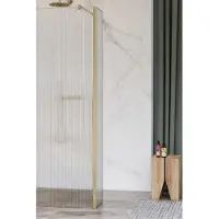 FortiFura Galeria Paroi latérale - 40x200cm - verre nervuré - 8mm - avec profilé d'angle - Laiton brossé SW797948 / SW798731