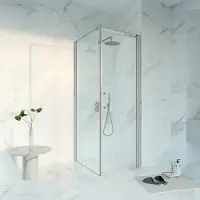 FortiFura Galeria Cabine de douche - 70x80x200 - Verre de sécurité profilé - anticalcaire - inox brossé PVD SW1122475/SW797914/SW797908