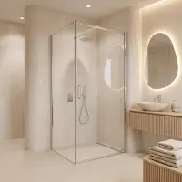 FortiFura Galeria Cabine de douche - 100x160x200 - Profil en verre de sécurité - anti-calcaire - chrome SW1122490/SW797918/SW797904