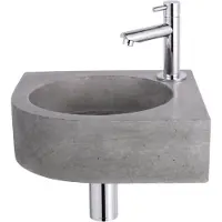 FortiFura Fuente pack lave-mains d'angle – 31,5 x 31,5 x 10 cm – béton gris – robinet chromé SW696234/SW696209/SW696219/SW642464