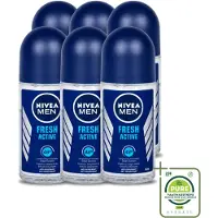 Nivea 6 déodorants roll-on MEN Fresh Active, 50 ml - Lot de 6