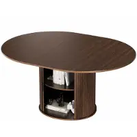 COLAMY Table extensible 6 places en bois avec rangement intégré, plateau rabattable et pied design, Blanc pierre