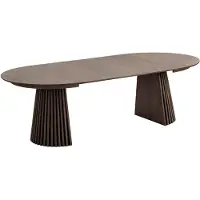 Ebuy24 Tokyo table à manger Ø120cm avec 3 rallonges 240cm placage chêne smoked.