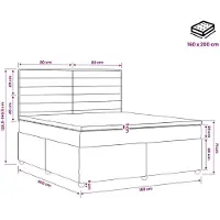 vidaXL Lit Boxspring avec matelas Taupe 160 x 200 cm Tissu