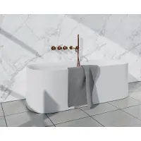 FortiFura Nebbio Ensemble combiné bain - mitigeur thermostatique - coude mural avec support de douchette - flexible de douche lisse - douchette sur barre - bec - cuivre brossé