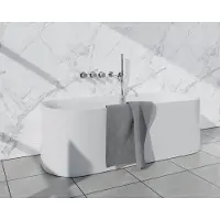 FortiFura Nebbio Ensemble combiné bain - mitigeur thermostatique - coude mural avec support douchette - flexible de douche lisse - barre douchette - bec - chrome