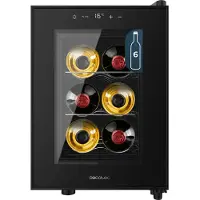 Cecotec Cave à vin Bolero GrandSommelier 600 CoolCrystal E, capacité de 6 bouteilles, étagères en métal, contrôle tactile