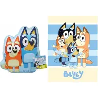 Unyqoos Ensemble de chambre Bluey : coussin et couverture en polaire