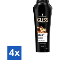 Schwarzkopf Shampooing Gliss Ultimate Repair pour une régénération intense 250 ml - Pack avantage - 4 pièces