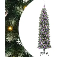 vidaXL Arbre de Noël artificiel slim avec 300 LED Vert et blanc 180 cm