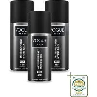Vogue 3 vaporisateurs déodorants anti-transpirants Men Mystic Black, 150 ml - Pack de 3