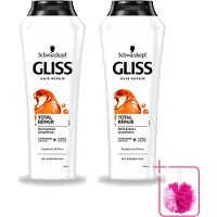 GLISS 2 flacons de shampooing Kur Total Repair - Répare et renforce - 400 ml - Pack économique - 2 pièces