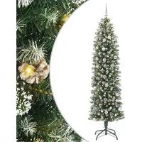 vidaXL Arbre de Noël artificiel élancé vert et blanc 240 cm