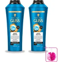 GLISS 2 flacons de shampooing -Kur Aqua Revive – Rafraîchissant et hydratant – 400 ml - Pack économique - 2 pièces