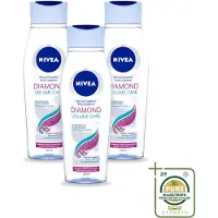 Nivea 3 bouteilles de shampooing Diamond Volume Care - 250 ml - Pack économique - 3 pièces