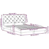 vidaXL Cadre de lit avec LED sans matelas bleu 120x200 cm Tissu