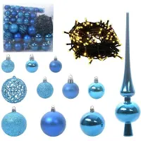 vidaXL , ensemble de boules de Noël, 120 pièces, 300 LED, lumière blanche chaude, diamètre 6 cm