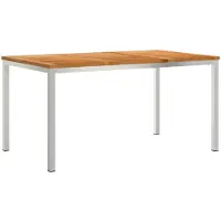 vidaXL : Table de salle à manger, 150x90x75 cm, en bois d'acacia massif et en acier inoxydable